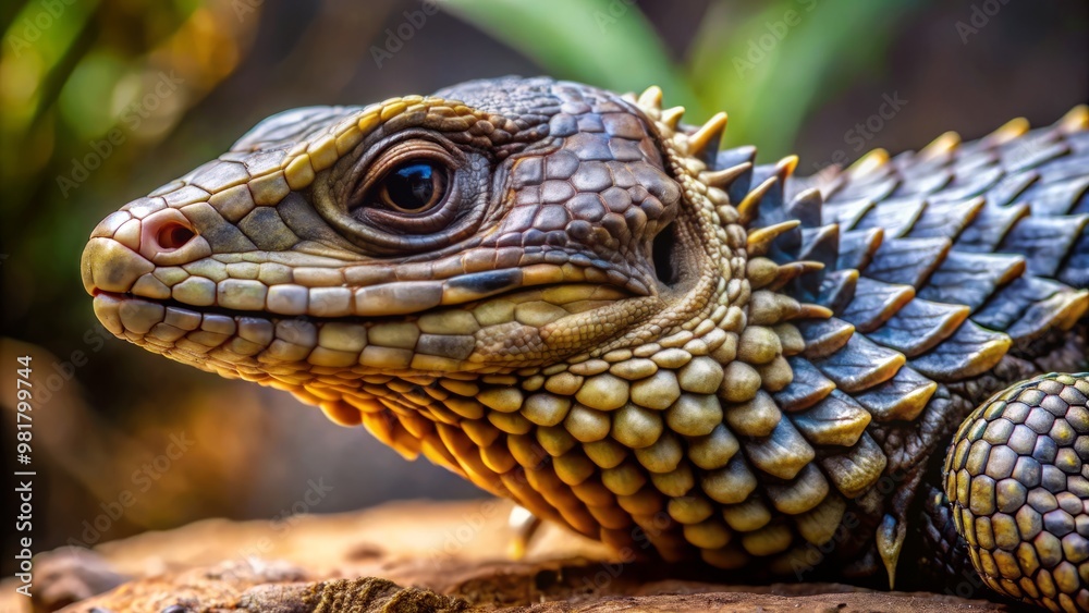 The lizard's rough, granular scales provide exceptional grip as it scales steep rock faces, while its spiky tail The lizard's rough, granular scales provide exceptional grip as it scales steep rock faces, while its spiky tail