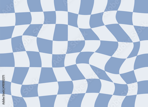 Op Art Mosaic Backdrop. Abstract Distorted Checkered Pattern. Optical Illusion Background.