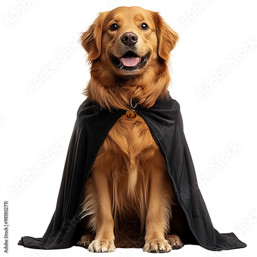 Golden Retriever in Halloween Fancy Dress Transparent Background