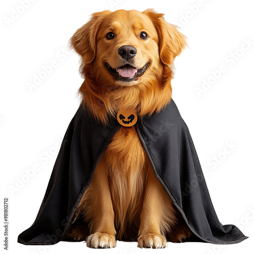 Golden Retriever in Halloween Fancy Dress Transparent Background