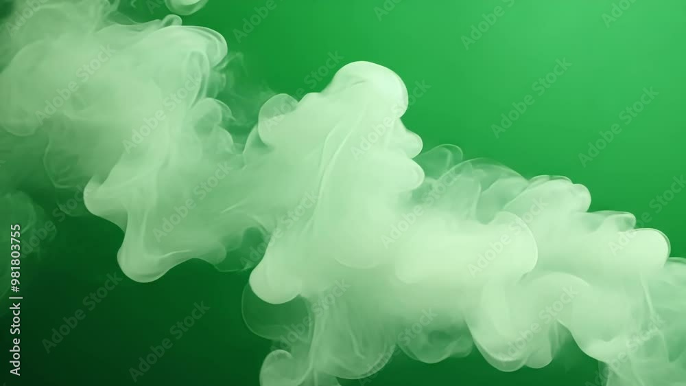 White smoke billows and swirls against a vivid green screen, creating a dynamic and ethereal effect perfect for video editing White smoke billows and swirls against a vivid green screen, creating a dynamic and ethereal effect perfect for video editing