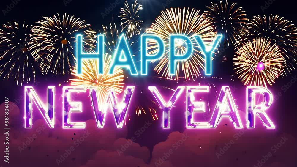 Celebrate the New Year with a vibrant graphic featuring Celebrate the New Year with a vibrant graphic featuring