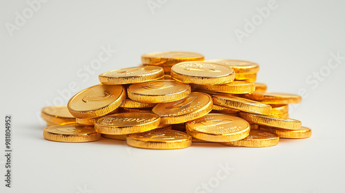 A pile of gold coins isolat...