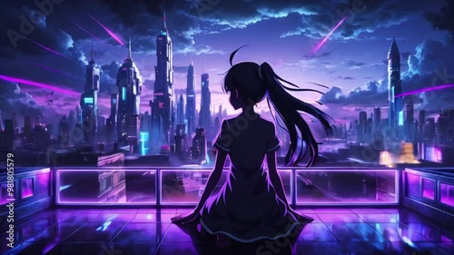 Lofi anime-style girl concept 3D like with animation