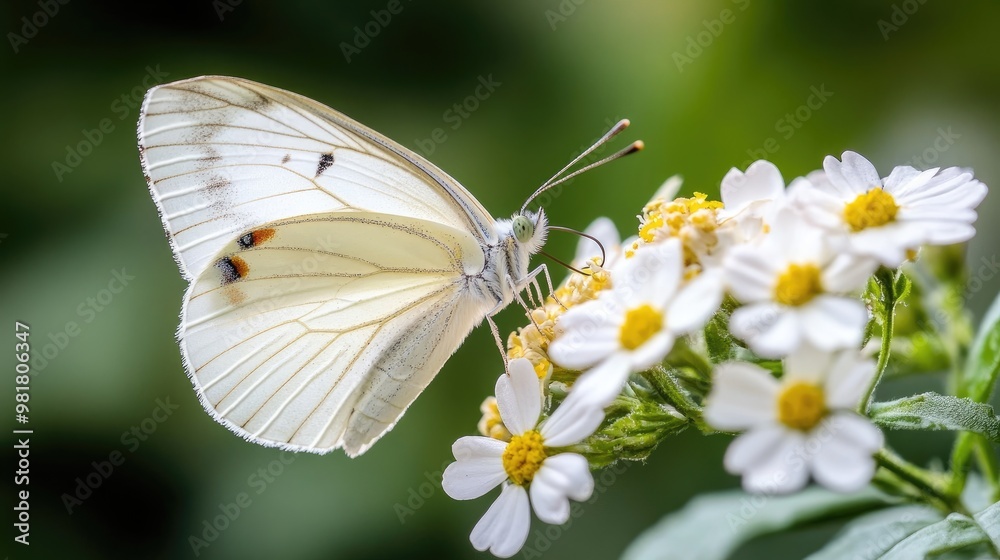 A delicate white butterfly rests on vibrant flowers, showcasing nature's beauty and the harmony between pollinators and blossoms. A delicate white butterfly rests on vibrant flowers, showcasing nature's beauty and the harmony between pollinators and blossoms.