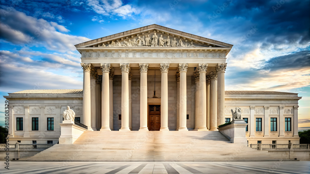 Obraz premium Supreme Court Building Isolated, Supreme Court, government, justice, law, architecture, landmark