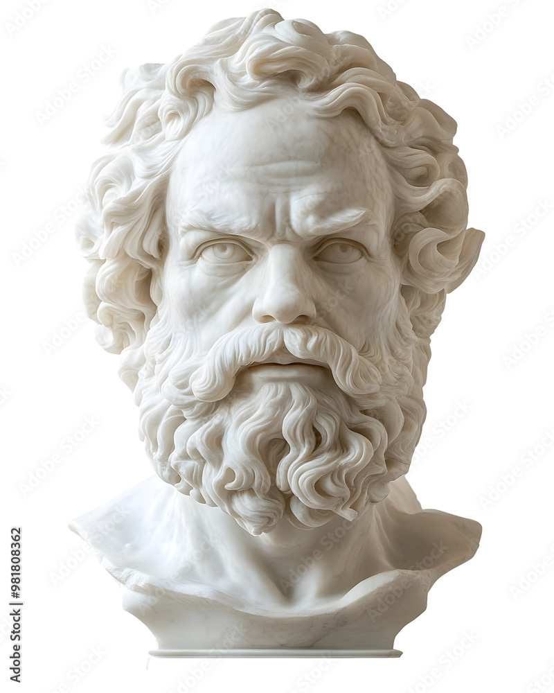 Obraz premium Detailed Marble Bust of Philosopher from Classical Renaissance Era