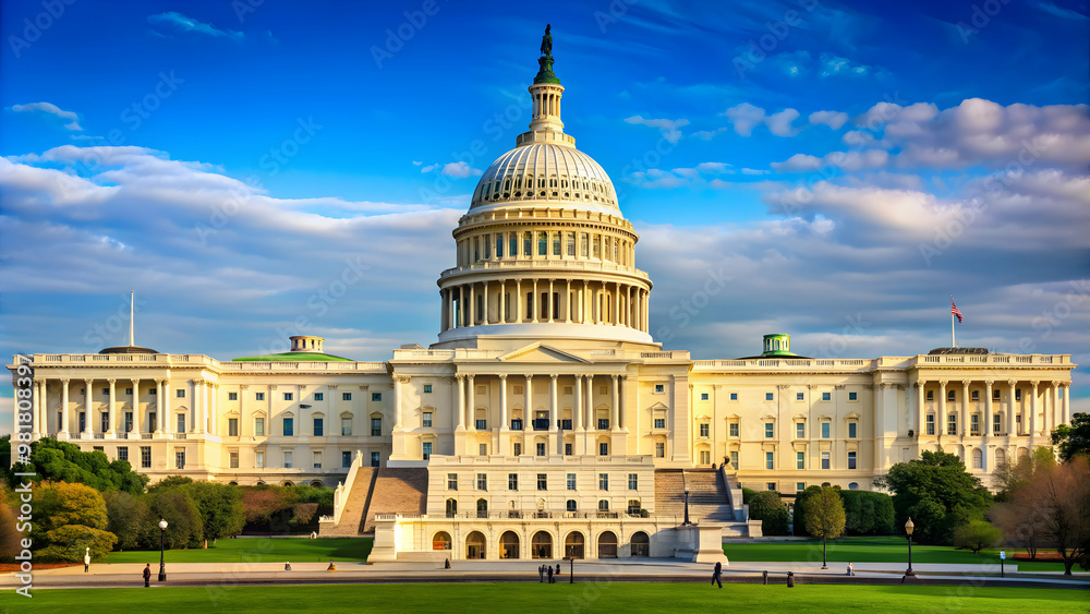 Fototapeta premium United States Capitol building isolated, government, landmark, American politics, historic