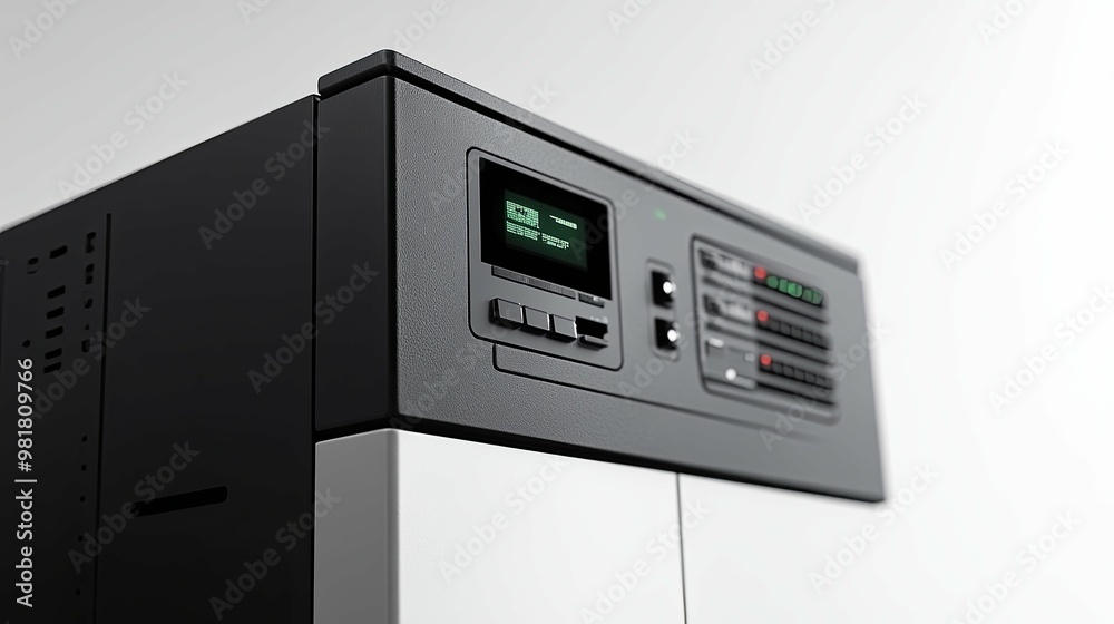 Close-up of a Black and White Control Panel with a Digital Display Close-up of a Black and White Control Panel with a Digital Display