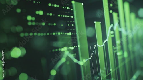 Close-up of digital stock market screen showing dividend stock graph with green upward trend line,symbolizing financial growth and investment success photo