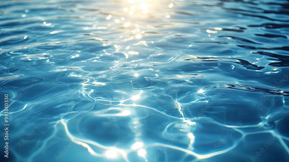 Sun Glimmering on Rippling Blue Water Surface Sun Glimmering on Rippling Blue Water Surface