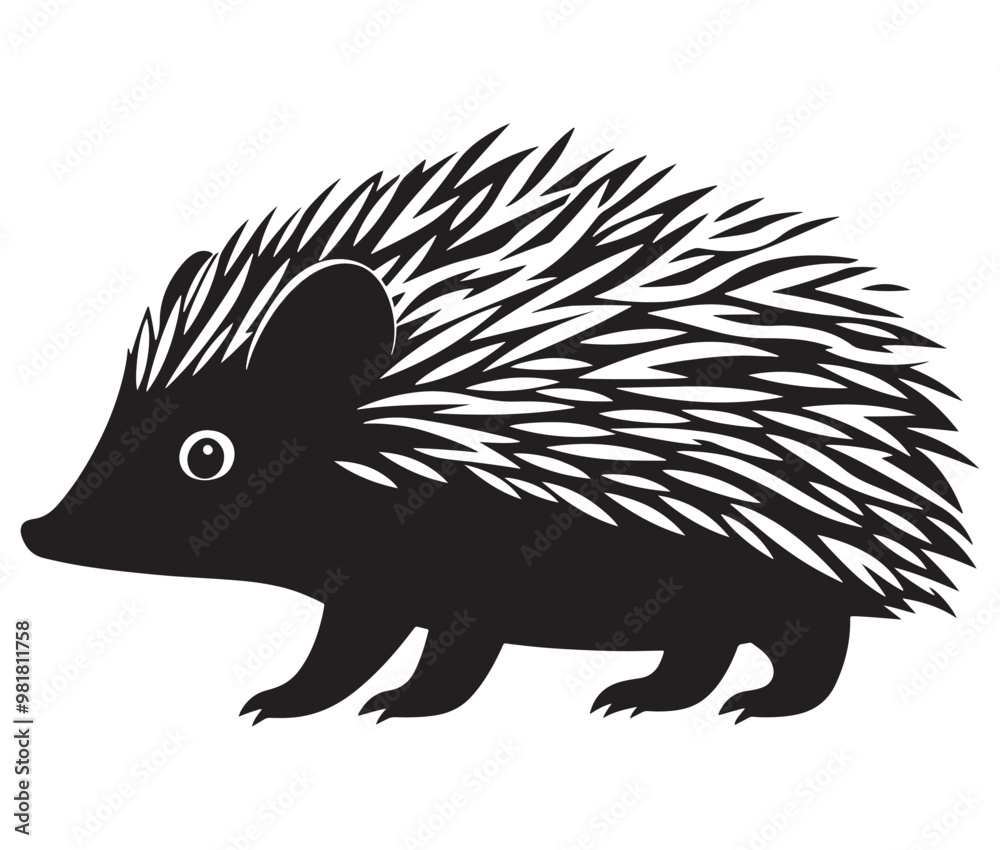 Silhouette hedgehog on white background Silhouette hedgehog on white background