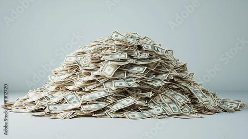 A large pile of money isola...
