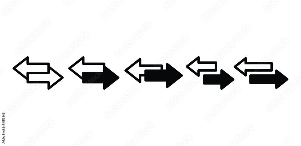 set of transfer arrow left right icon vector design symbol sign black white color simple flat illustration isolated set of transfer arrow left right icon vector design symbol sign black white color simple flat illustration isolated
