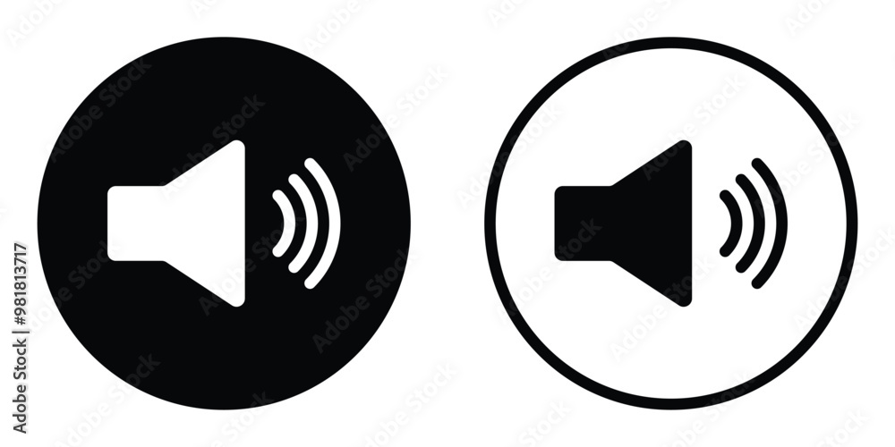 Audio speaker volume symbol in a circle vector icon set. For apps, mobile app, web, site, websites. Isolated on white background. Audio speaker volume symbol in a circle vector icon set. For apps, mobile app, web, site, websites. Isolated on white background.