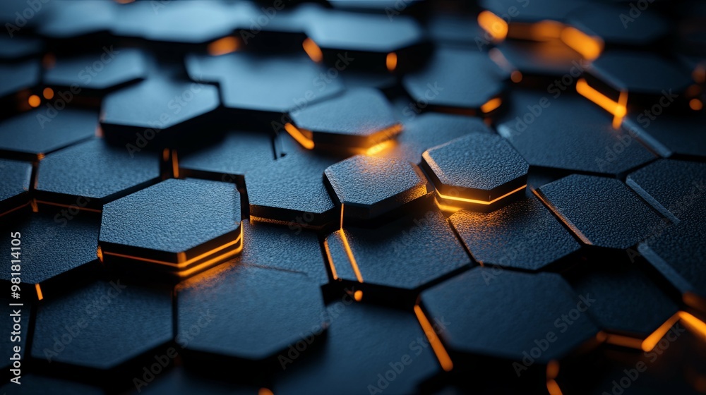 Abstract Pattern of Interlocking Hexagons with Glowing Edges Abstract Pattern of Interlocking Hexagons with Glowing Edges