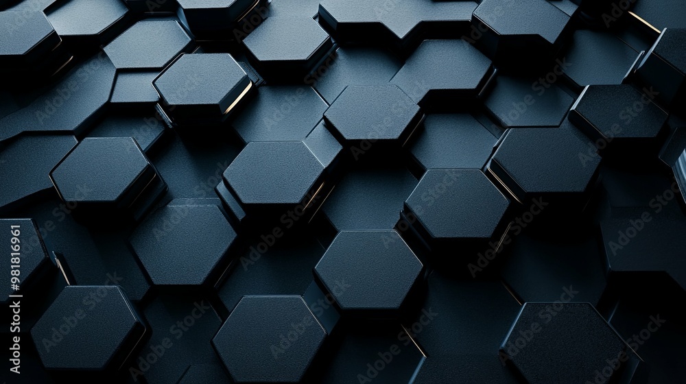 Abstract Geometric Pattern of Hexagon Shapes in Black and Gold Abstract Geometric Pattern of Hexagon Shapes in Black and Gold