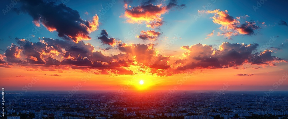 Vibrant Sunset over Cityscape Vibrant Sunset over Cityscape
