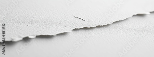 A Close-Up of a Ripped Piece of White Paper with a Textured Surface