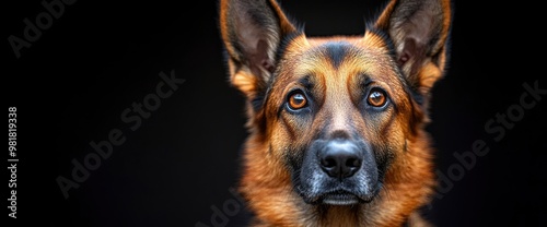 Close Up Portrait of a German Shepherd Dog with Intense Eyes