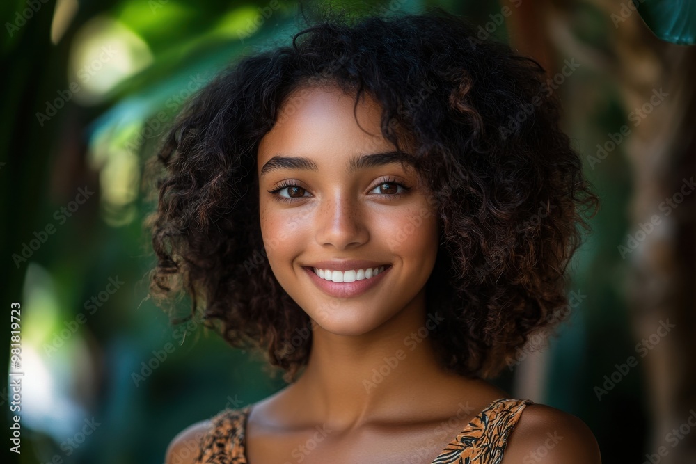 Portrait of young woman with captivating smile and vibrant personality Portrait of young woman with captivating smile and vibrant personality