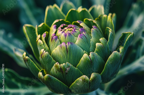 macro shot of fresh organic vegetable artichoke 