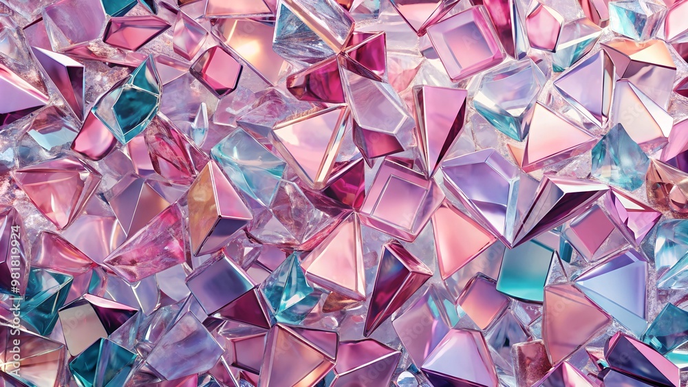 Pink Crystal Fragments Geometric Prismatic Pattern Pink Crystal Fragments Geometric Prismatic Pattern