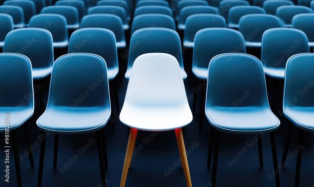 Obraz premium Illuminated Solitude: A Lone Chair Amidst the Darkness, Symbolizing Individuality and Reflection