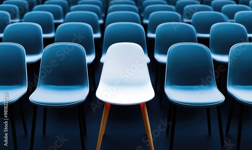 Illuminated Solitude: A Lone Chair Amidst the Darkness, Symbolizing Individuality and Reflection