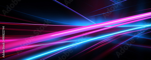 Neon blue, pink and purple waves against a black background