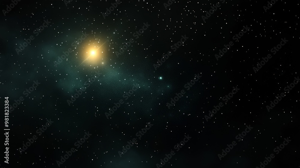 Naklejka premium A stunning view of a starry night sky with distant stars and a faint nebula, symbolizing the vastness of space, the beauty of the universe, and the mystery of the unknown.