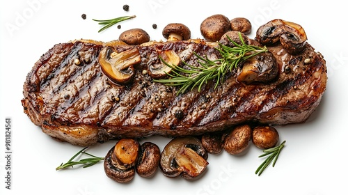 Grilled Steak with Mushrooms and Rosemary