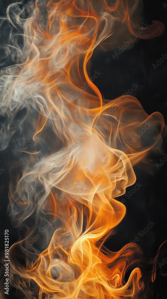 Abstract swirling orange and white smoke on Abstract swirling orange and white smoke on
