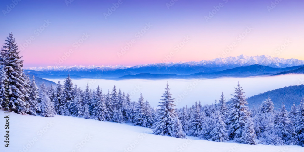 Snowy Mountain Range at Dawn. Snowy Mountain Range at Dawn.