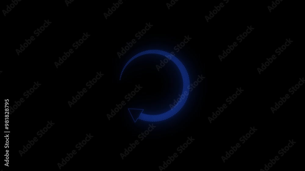 Glowing neon refresh icon Animation. Reload symbol, update, circle arrow, refresh, reload animation.