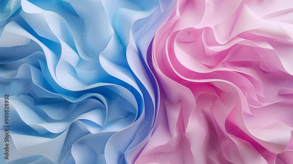 Obraz premium Abstract Blue and Pink Silk Fabric Waves Background