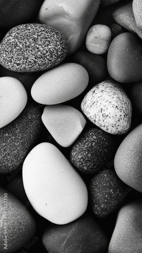 Close-up of smooth black and white Close-up of smooth black and white