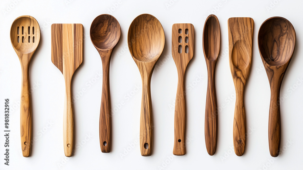 Assorted Wooden Kitchen Utensils Display Assorted Wooden Kitchen Utensils Display