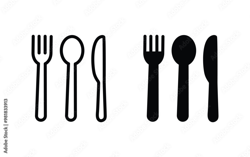 spoon, fork and knife icon vector spoon, fork and knife icon vector