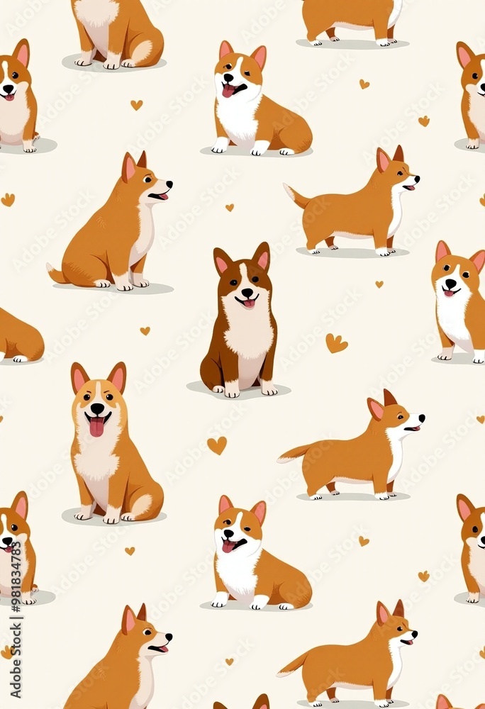 Corgi Dog Seamless Pattern Illustrations for Personal and Commercial Use Corgi Dog Seamless Pattern Illustrations for Personal and Commercial Use