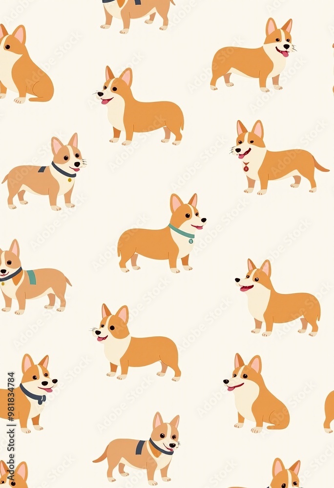 High-Quality Corgi Dog Seamless Pattern Graphics for Digital and Print Designs High-Quality Corgi Dog Seamless Pattern Graphics for Digital and Print Designs