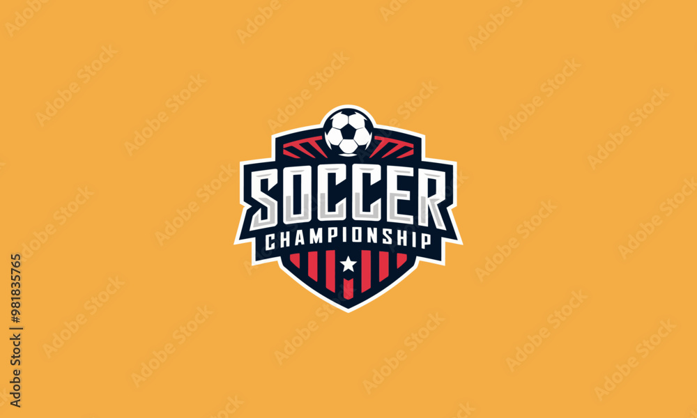 Bold soccer championship emblem with a soccer ball Bold soccer championship emblem with a soccer ball
