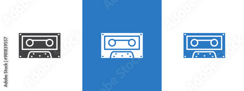 Cassette tape icon thin line illustration