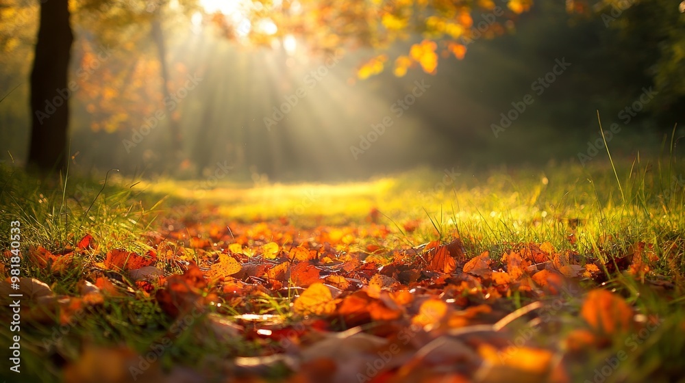 63. Shallow depth of field shot of autumn grass, the sun rays illuminating the forest floor, highlighting the beauty of the season 63. Shallow depth of field shot of autumn grass, the sun rays illuminating the forest floor, highlighting the beauty of the season