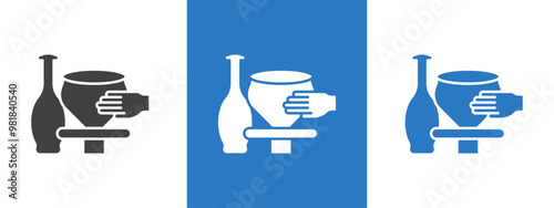Handmade pottery icon thin line illustration