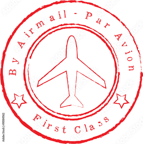 Blue Red Postal Airmail SVG Vector