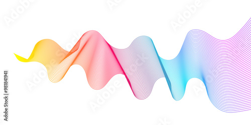 Wave of the many colored lines. Abstract wavy stripes on a white background isolated.