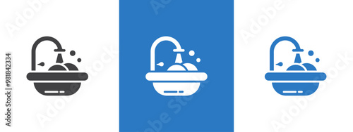Washing plate icon thin line illustration