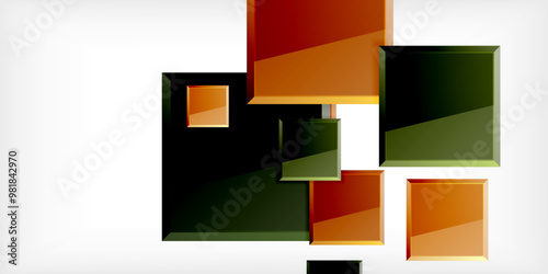 Colorful squares with reflections abstract background design. Vector Illustration For Wallpaper, Banner, Background, Card, Book Illustration, landing page