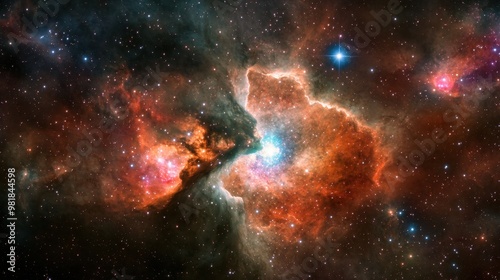 Cosmic Nebula with Stars and Galaxies photo